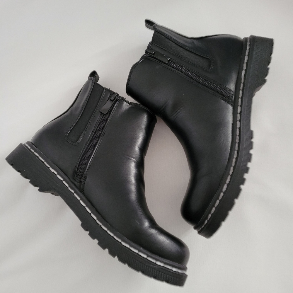 Torrid || 7.5 WW Black Faux Leather Chelsea Lug Sole Bootie - Picture 8 of 11